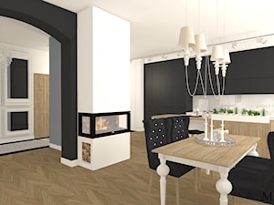 Mieszkanie w kamienicy - Średnia biała czarna jadalnia w kuchni, styl tradycyjny - zdjęcie od mj-atelier.com