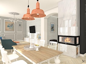 Apartament z czernią - Duża szara jadalnia w salonie, styl nowoczesny - zdjęcie od mj-atelier.com