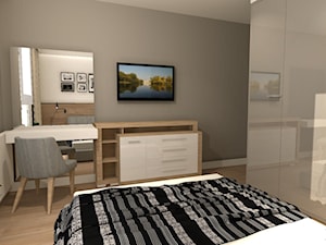 Sypialnia - Średnia szara z biurkiem sypialnia, styl nowoczesny - zdjęcie od mj-atelier.com
