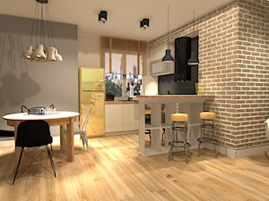 Apartament z czerwoną cegłą - Kuchnia, styl nowoczesny - zdjęcie od mj-atelier.com