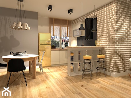 Aranżacje wnętrz - Kuchnia: Apartament z czerwoną cegłą - Kuchnia, styl nowoczesny - mj-atelier.com. Przeglądaj, dodawaj i zapisuj najlepsze zdjęcia, pomysły i inspiracje designerskie. W bazie mamy już prawie milion fotografii!