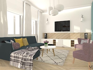 Apartament z XIX w. - Średni biały zielony salon, styl tradycyjny - zdjęcie od mj-atelier.com