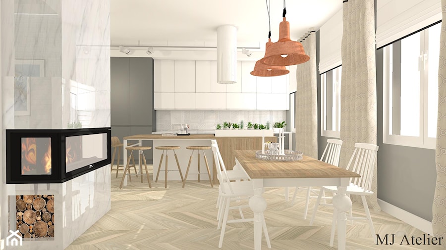 Apartament z czernią - Średnia szara jadalnia jako osobne pomieszczenie, styl nowoczesny - zdjęcie od mj-atelier.com