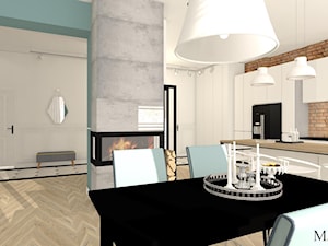 Apartament z XIX w. - Średnia biała niebieska jadalnia w kuchni, styl tradycyjny - zdjęcie od mj-atelier.com