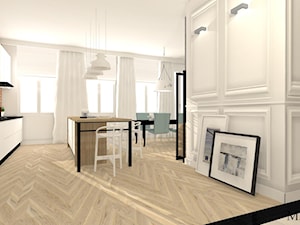 Apartament z XIX w. - Średnia szara jadalnia w kuchni, styl tradycyjny - zdjęcie od mj-atelier.com