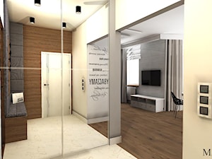 Dwupoziomowe mieszkanie - Mały z wieszakiem biały z marmurem na podłodze hol / przedpokój, styl nowoczesny - zdjęcie od mj-atelier.com