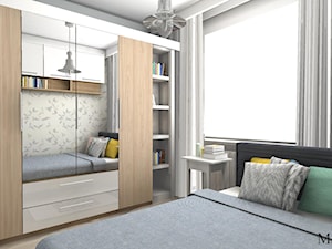 32m2 - Średnia biała sypialnia na poddaszu, styl skandynawski - zdjęcie od mj-atelier.com