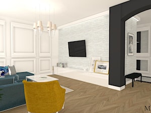 Mieszkanie w kamienicy - Duży biały czarny salon, styl tradycyjny - zdjęcie od mj-atelier.com