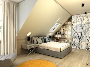 Sypialnia - Duża biała sypialnia na poddaszu, styl nowoczesny - zdjęcie od mj-atelier.com