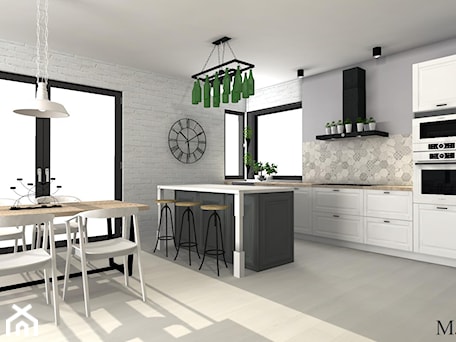 Aranżacje wnętrz - Kuchnia: LOFT w wersji SOFT - Średnia otwarta szara z zabudowaną lodówką kuchnia w kształcie litery u z oknem, styl industrialny - mj-atelier.com. Przeglądaj, dodawaj i zapisuj najlepsze zdjęcia, pomysły i inspiracje designerskie. W bazie mamy już prawie milion fotografii!