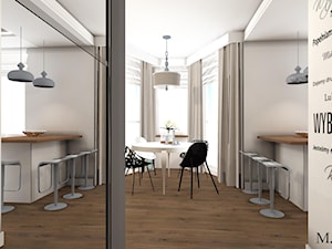 Dwupoziomowe mieszkanie - Mała biała jadalnia w kuchni, styl nowoczesny - zdjęcie od mj-atelier.com