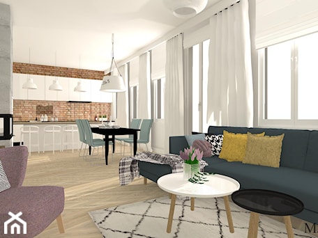 Aranżacje wnętrz - Salon: Apartament z XIX w. - Średni niebieski szary salon z kuchnią z jadalnią, styl tradycyjny - mj-atelier.com. Przeglądaj, dodawaj i zapisuj najlepsze zdjęcia, pomysły i inspiracje designerskie. W bazie mamy już prawie milion fotografii!