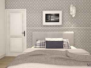 Sypialnia w szarości - Średnia biała szara sypialnia, styl tradycyjny - zdjęcie od mj-atelier.com