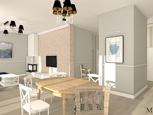 Mieszkanie z kolorem - Średnia szara jadalnia w salonie w kuchni, styl nowoczesny - zdjęcie od mj-atelier.com