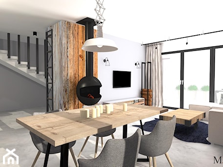 Aranżacje wnętrz - Salon: LOFT - Duży biały salon z jadalnią, styl industrialny - mj-atelier.com. Przeglądaj, dodawaj i zapisuj najlepsze zdjęcia, pomysły i inspiracje designerskie. W bazie mamy już prawie milion fotografii!