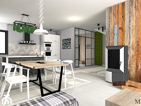 Aranżacje wnętrz - Jadalnia: LOFT w wersji SOFT - Duża jadalnia w salonie, styl industrialny - mj-atelier.com. Przeglądaj, dodawaj i zapisuj najlepsze zdjęcia, pomysły i inspiracje designerskie. W bazie mamy już prawie milion fotografii!