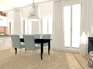 Apartament z XIX w. - Średnia biała jadalnia w salonie w kuchni, styl tradycyjny - zdjęcie od mj-atelier.com