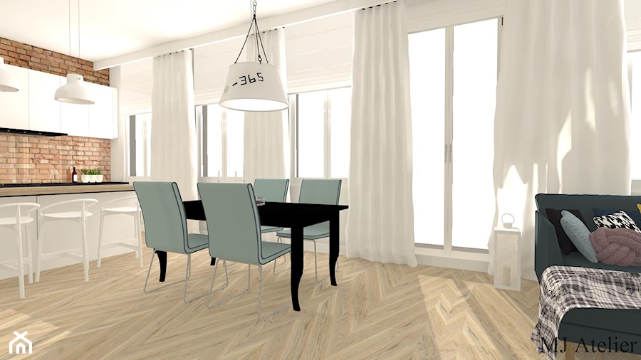 Apartament z XIX w. - Średnia biała jadalnia w salonie w kuchni, styl tradycyjny - zdjęcie od mj-atelier.com