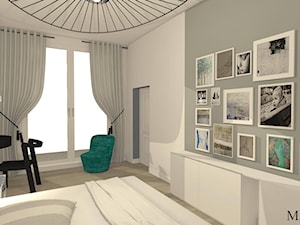 master bedroom _sypialnia - Mała szara z biurkiem sypialnia, styl tradycyjny - zdjęcie od mj-atelier.com