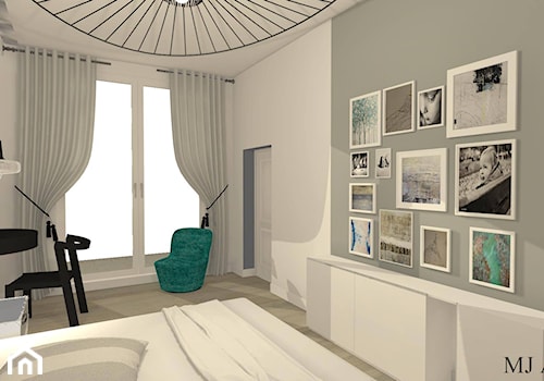 master bedroom _sypialnia - Mała szara z biurkiem sypialnia, styl tradycyjny - zdjęcie od mj-atelier.com