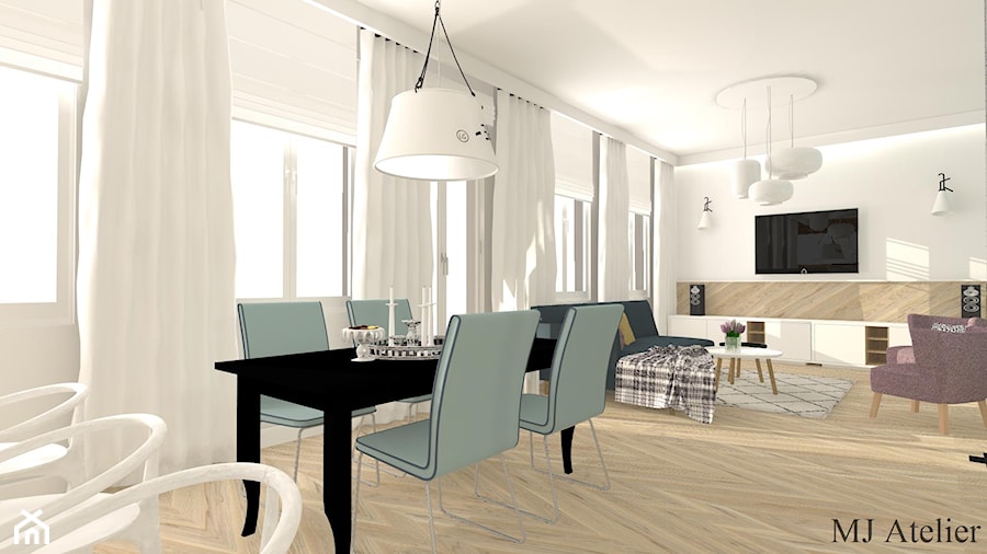 Apartament z XIX w. - Średnia biała jadalnia w salonie, styl tradycyjny - zdjęcie od mj-atelier.com