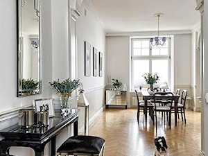 MODERN CLASSIC HOME - PROJEKT APARTAMENTU WARSZAWA - Duża szara jadalnia jako osobne pomieszczenie - zdjęcie od MODERN CLASSIC HOME