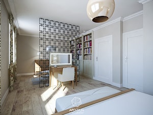 Eklektyzm z nutą Art Deco - Duża beżowa szara sypialnia, styl nowoczesny - zdjęcie od AP DIZAJN - wnętrza & dizajn