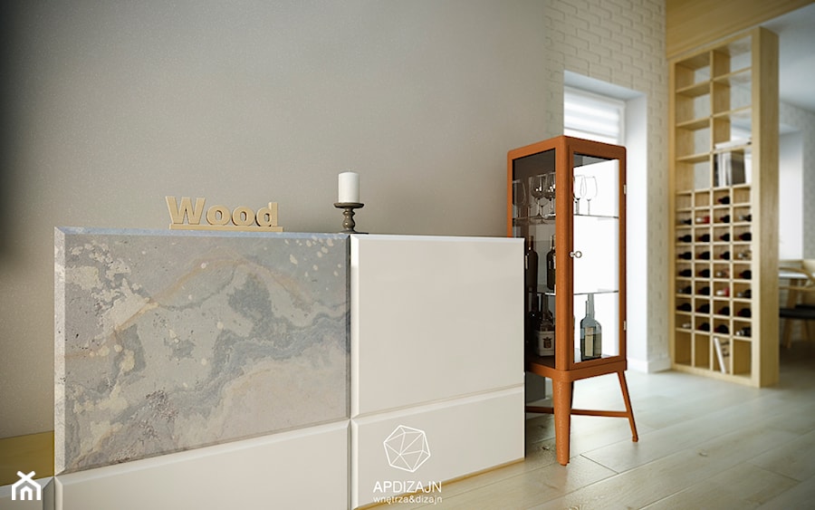 Ze Skandynawią w tle - Mały biały szary salon z jadalnią, styl nowoczesny - zdjęcie od AP DIZAJN - wnętrza & dizajn
