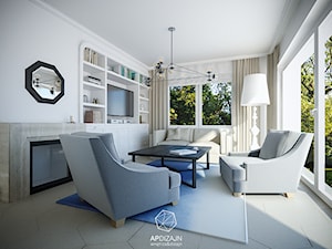 Eklektyzm z nutą Art Deco - Średni biały salon, styl nowoczesny - zdjęcie od AP DIZAJN - wnętrza & dizajn