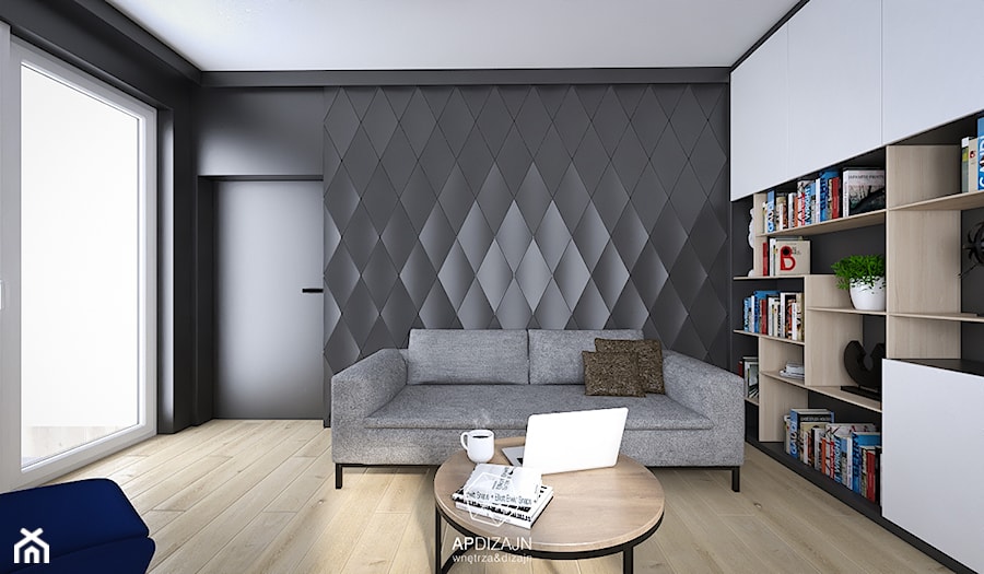 Leśny Dom w Czerni - Średnia czarna sypialnia, styl nowoczesny - zdjęcie od AP DIZAJN - wnętrza & dizajn