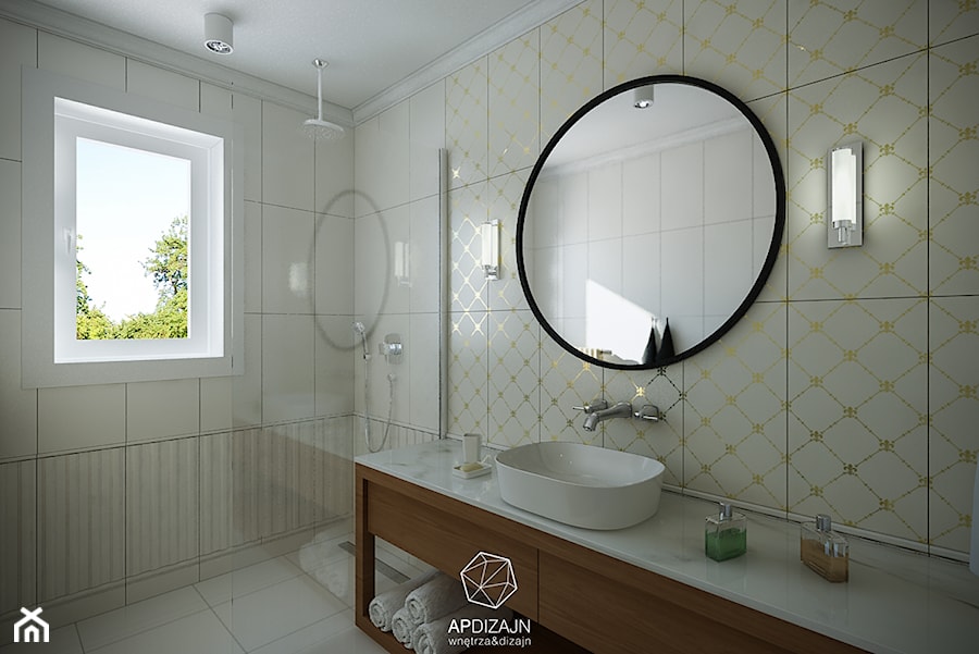 Eklektyzm z nutą Art Deco - Średnia łazienka z oknem, styl nowoczesny - zdjęcie od AP DIZAJN - wnętrza & dizajn