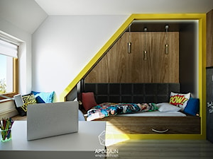 Pokój małego fana - Średni biały pokój dziecka dla dziecka dla nastolatka dla chłopca, styl nowoczesny - zdjęcie od AP DIZAJN - wnętrza & dizajn