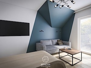 Leśny Dom w Czerni - Średnie z sofą białe niebieskie biuro, styl nowoczesny - zdjęcie od AP DIZAJN - wnętrza & dizajn