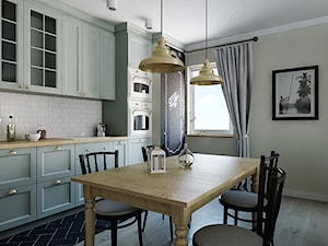 Angielska mieszanka - Średnia otwarta z salonem z zabudowaną lodówką kuchnia jednorzędowa, styl nowoczesny - zdjęcie od AP DIZAJN - wnętrza & dizajn