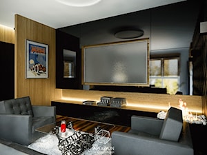 Mieszkanie Marynarza - Mały beżowy czarny salon, styl nowoczesny - zdjęcie od AP DIZAJN - wnętrza & dizajn