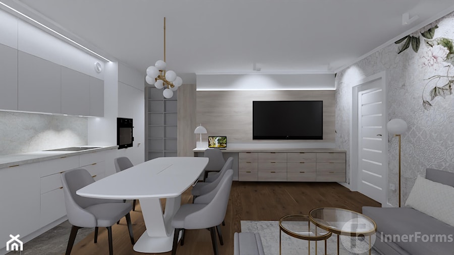 Apartament z kwiatami w tle - Salon, styl nowoczesny - zdjęcie od InnerForms