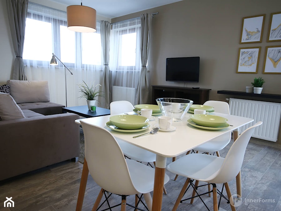 Przytulne mieszkanie w Krakowie - Mała beżowa jadalnia w salonie, styl nowoczesny - zdjęcie od InnerForms