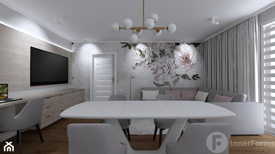 Apartament z kwiatami w tle - Salon, styl nowoczesny - zdjęcie od InnerForms
