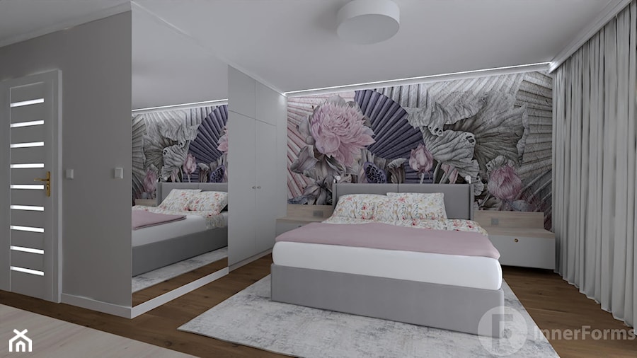 Apartament z kwiatami w tle - Sypialnia, styl nowoczesny - zdjęcie od InnerForms