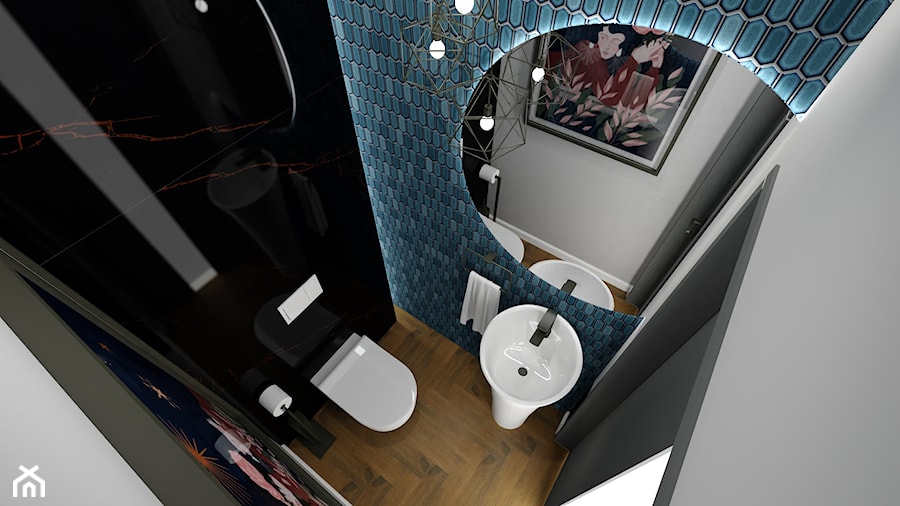 Toaleta dla gości w z mozaiką - Łazienka - zdjęcie od CEDZYNA ŁAZIENKI