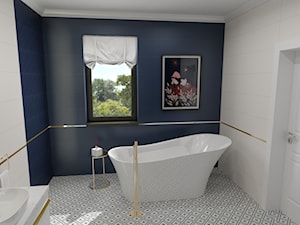 Granatowa łazienka w pięknym stylu. - zdjęcie od CEDZYNA ŁAZIENKI