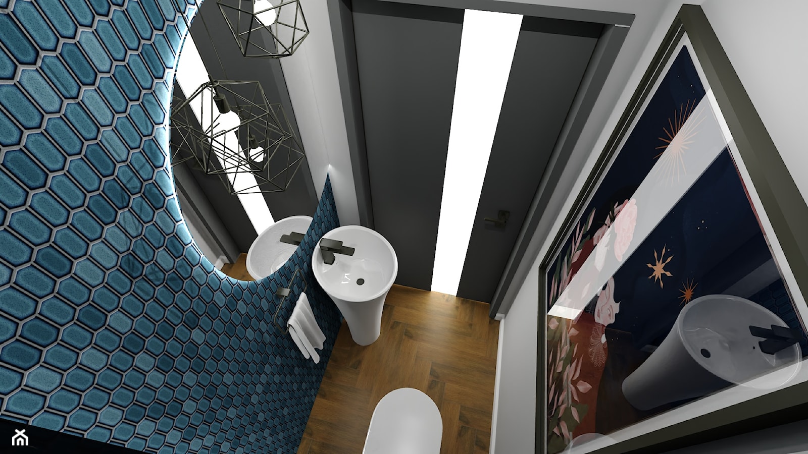 Toaleta dla gości w z mozaiką - Łazienka - zdjęcie od CEDZYNA ŁAZIENKI - Homebook