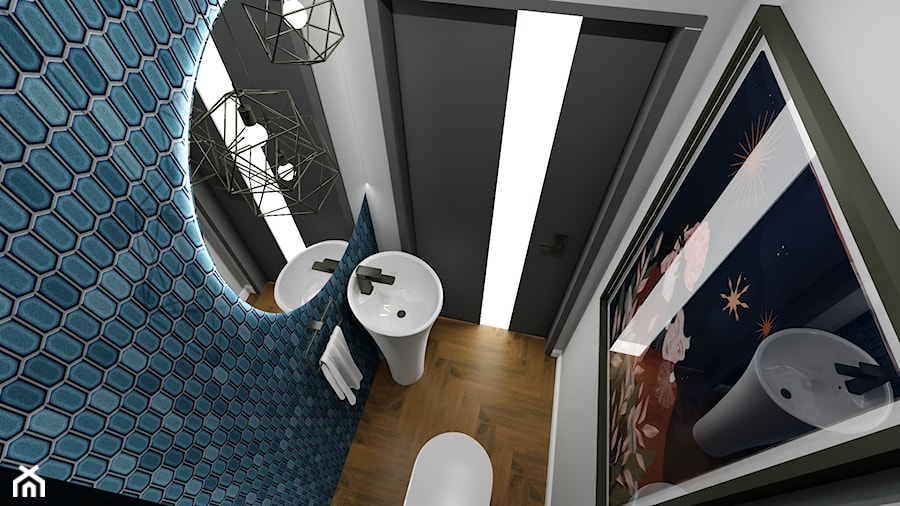 Toaleta dla gości w z mozaiką - Łazienka - zdjęcie od CEDZYNA ŁAZIENKI