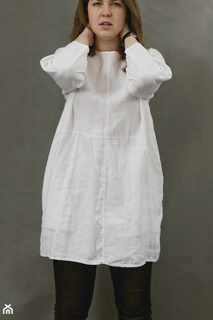 Lniana, biała tunika damska oversize - zdjęcie od studio lnu dom artystyczny - Homebook