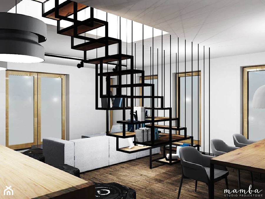Apartament 100 m2 - Salon, styl industrialny - zdjęcie od MAMBA studio projektowe