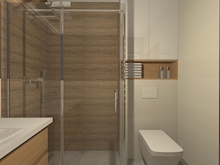 Mała łazienka z dodatkiem drewna