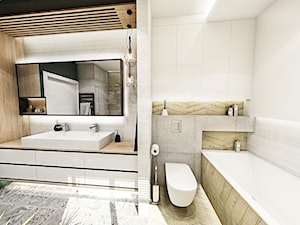 PROJEKT ŁAZIENKI - Tyrol w 2 2018 - Średnia bez okna z lustrem z dwoma umywalkami łazienka, styl s ... - zdjęcie od BIBI