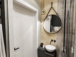 PROJEKT MIESZKANIA - WAWA-SŁUŻEW 2018 - Mała bez okna z lustrem łazienka, styl nowoczesny - zdjęcie od BIBI Designe