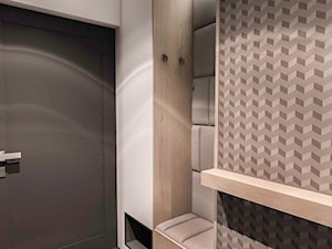 Projekt mieszkania 70m2- Wawa 2017 - Mały z wieszakiem biały szary hol / przedpokój, styl nowoczesny - zdjęcie od BIBI Designe