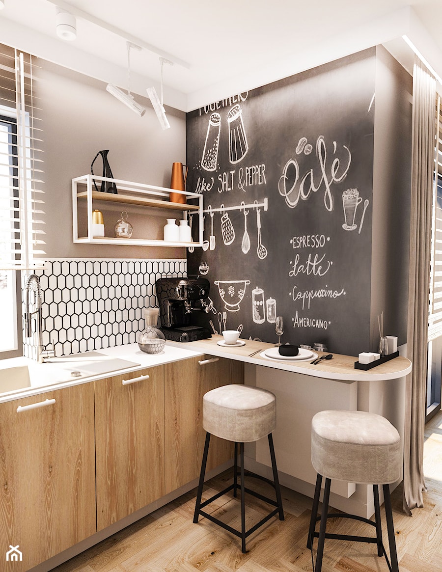 Projekt małego mieszkania do wynajęcia - Wawa 2 2024 - Kuchnia, styl vintage - zdjęcie od BIBI Designe